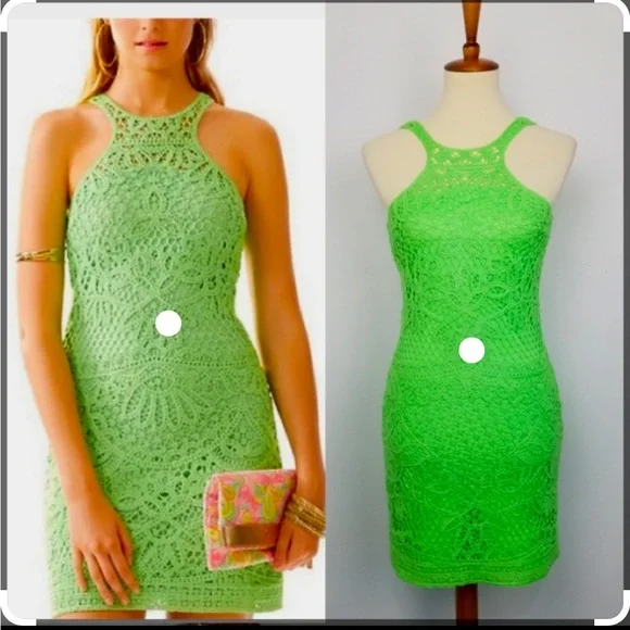 Lilly Pulitzer | Dresses | Lilly Pulitzer Jaime Green Crochet Halter Dress  Sz Xs | Poshmark